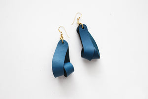 The Carla Medium Leather Earrings - Admiral Blue