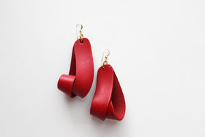 The Carla Large Leather Earrings - Red