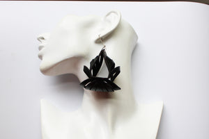 Ava Large Leather Earrings - Black