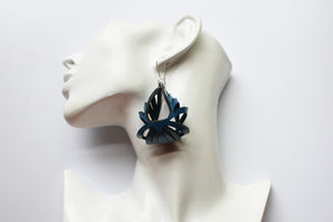 Ava Medium Leather Earrings - Admiral Blue