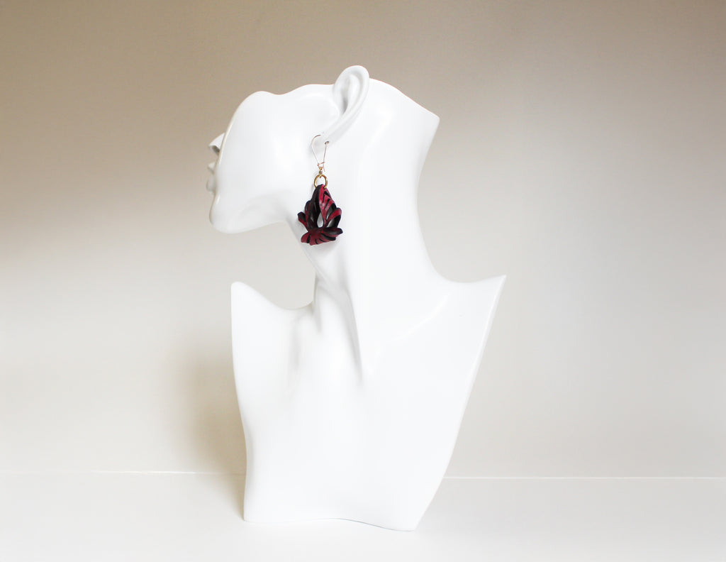 Ava Mini Leather Earrings - Merlot (Hand Dyed)