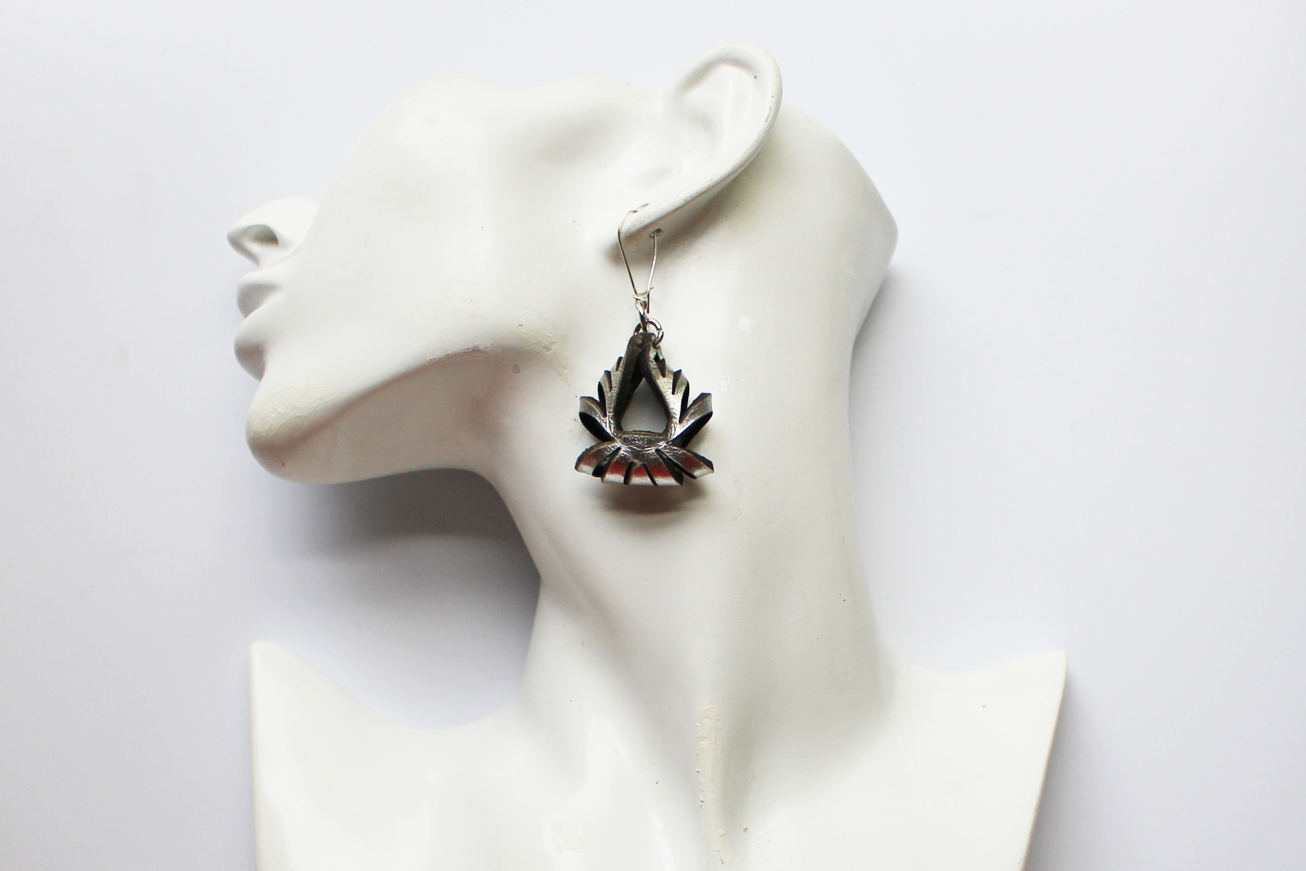 Ava Mini Metallic Leather Earrings - Silver