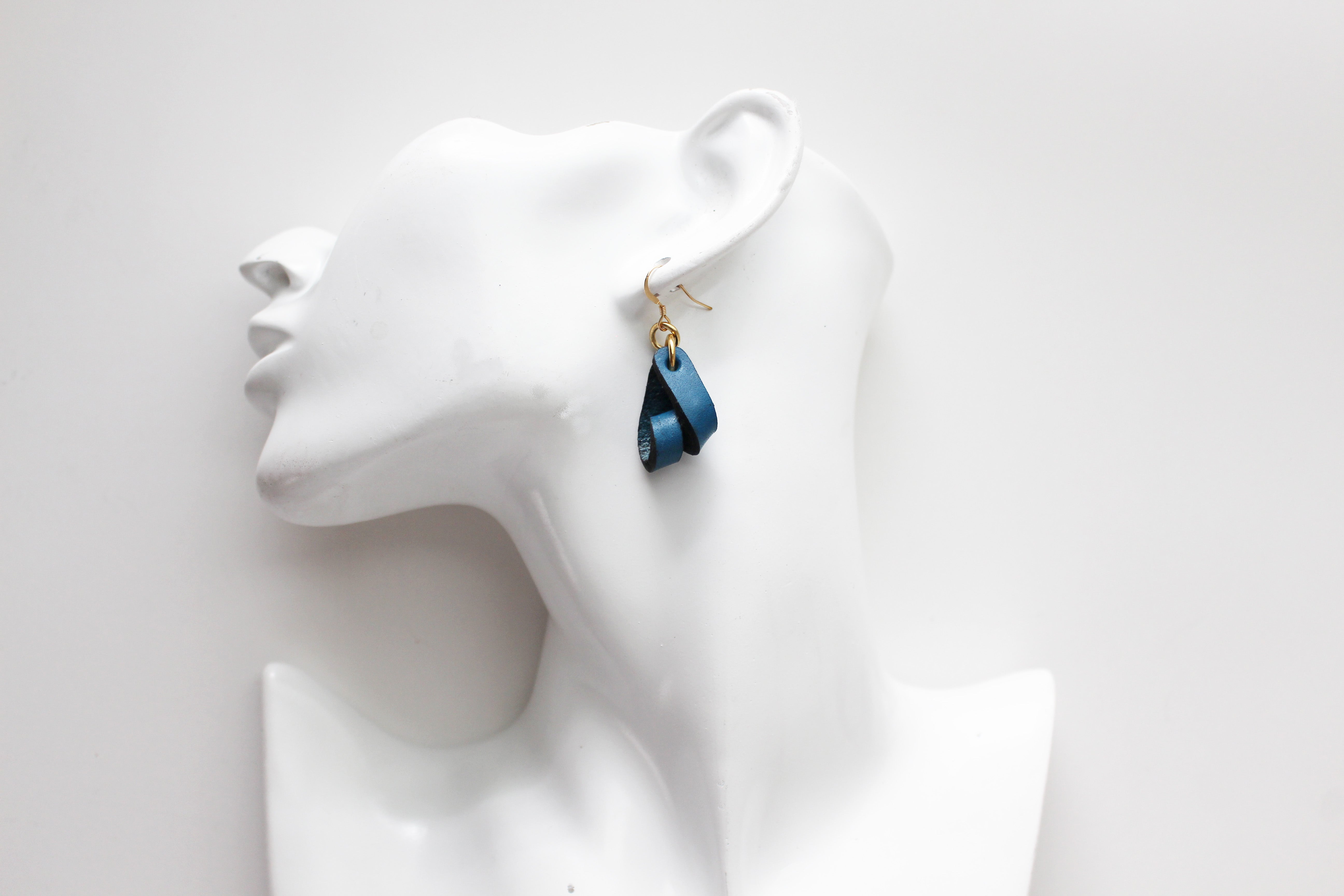 The Carla Mini Leather Earrings - Admiral Blue