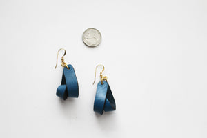 The Carla Small Leather Earrings - Admiral Blue