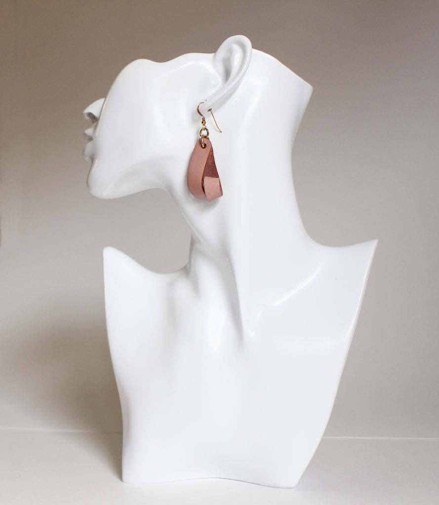 The Carla Small Leather Earrings - Blush