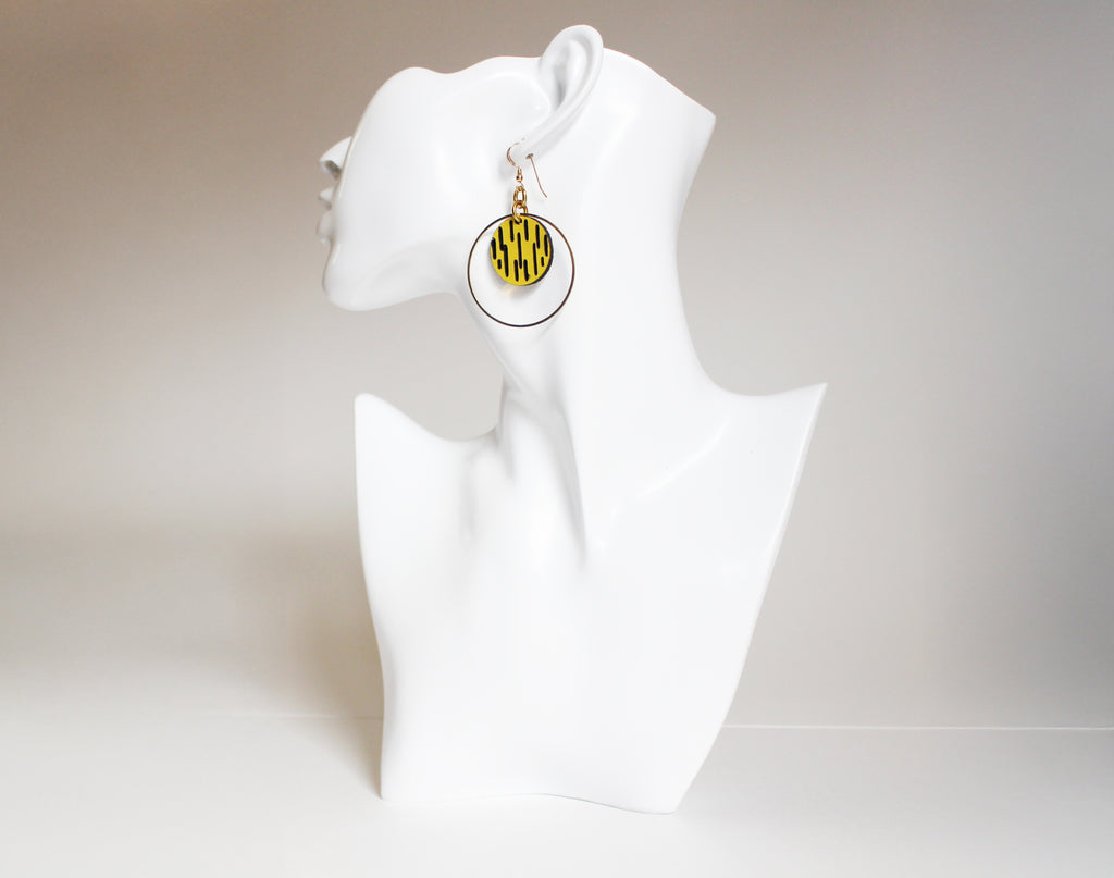 Jazmine Small Leather Earrings - Lemon