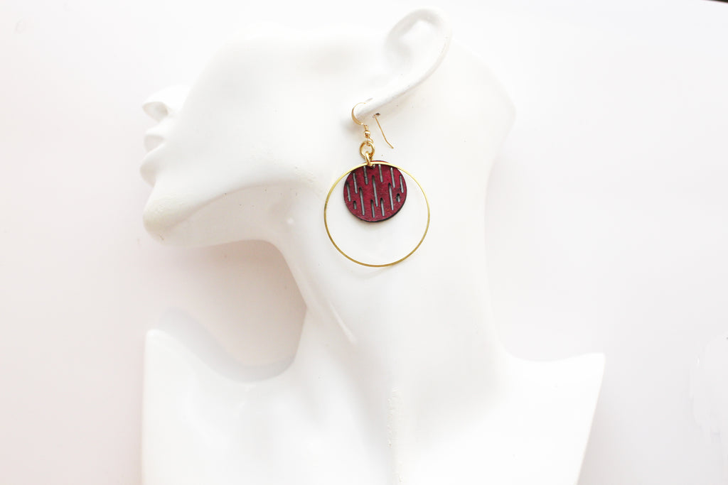 Jazmine Small Leather Earrings - Merlot