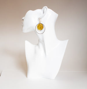 Jazmine Small Leather Earrings - Yellow Ochre