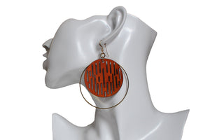 Jazmine Large Leather Earrings - Tan