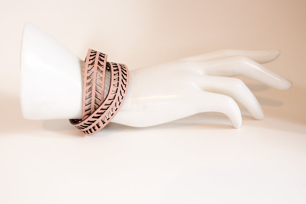 Taylor Leather Wrap Bracelet - Blush