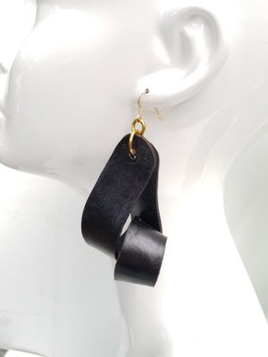 The Carla Large Leather Earrings - Black (Hand Dyed) - Amber Poitier Inc.