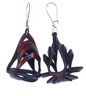 Ava Medium Leather Earrings - Cocoa (Hand Dyed) - Amber Poitier Inc.