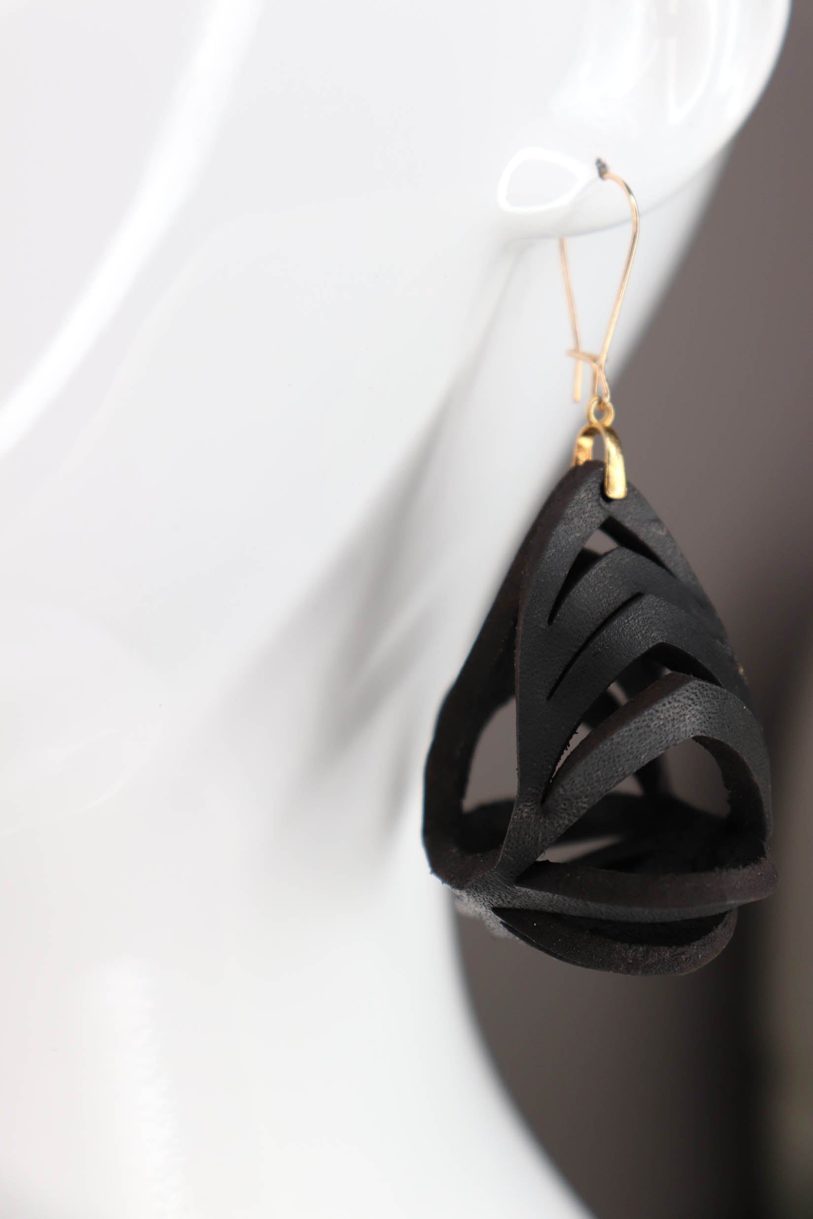 Ava Medium Leather Earrings - Black - Amber Poitier Inc.