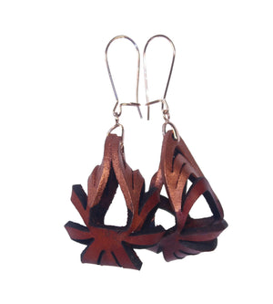 Ava Mini Leather Earrings - Rust with Rose Gold tip (Hand Dyed) - Amber Poitier Inc.
