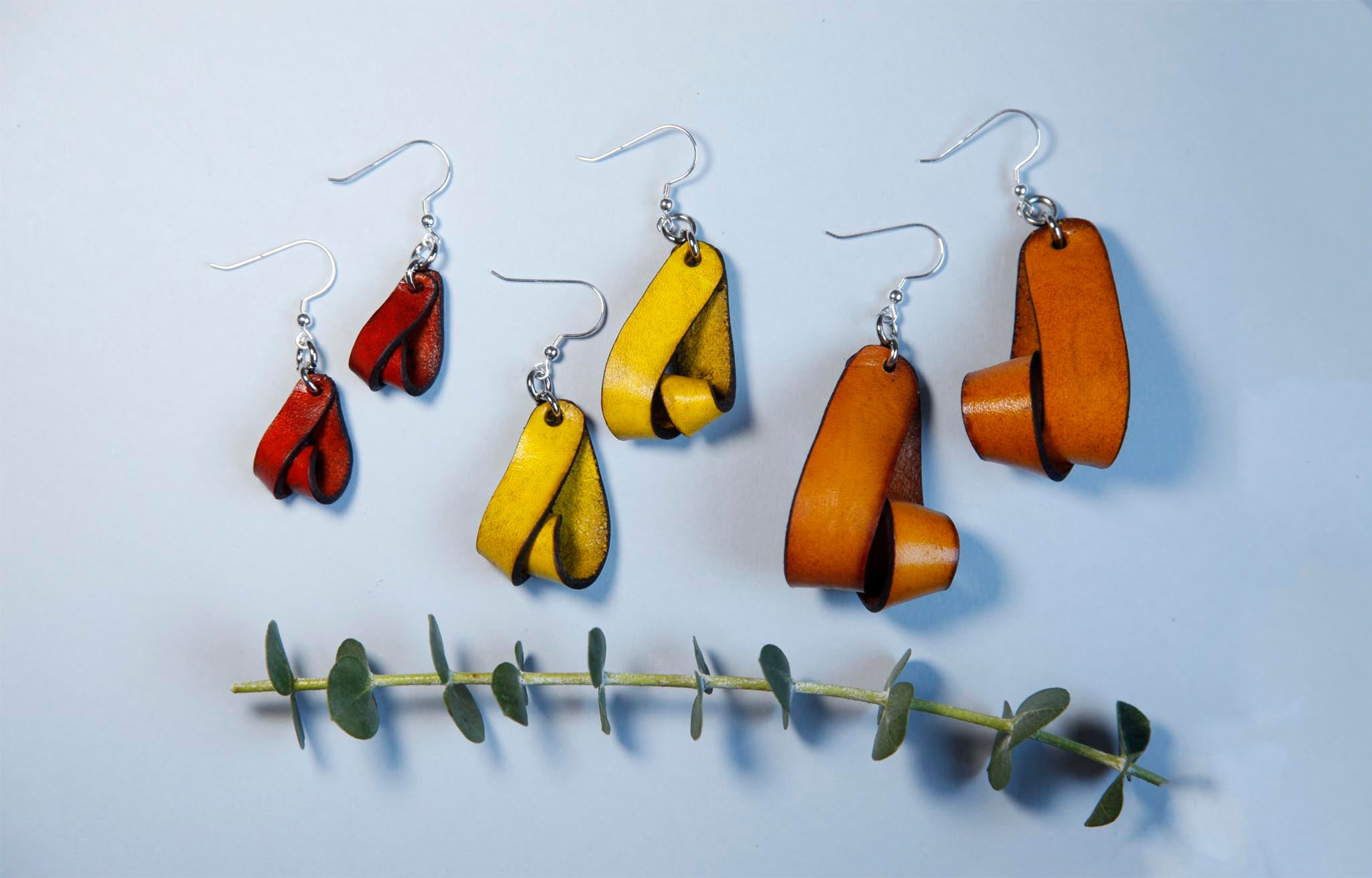 The Carla Small Leather Earrings - Yellow Ochre (Hand Dyed) - Amber Poitier Inc.
