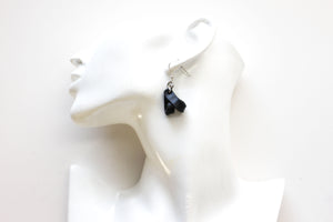 The Carla Mini Leather Earrings - Black (Hand Dyed)