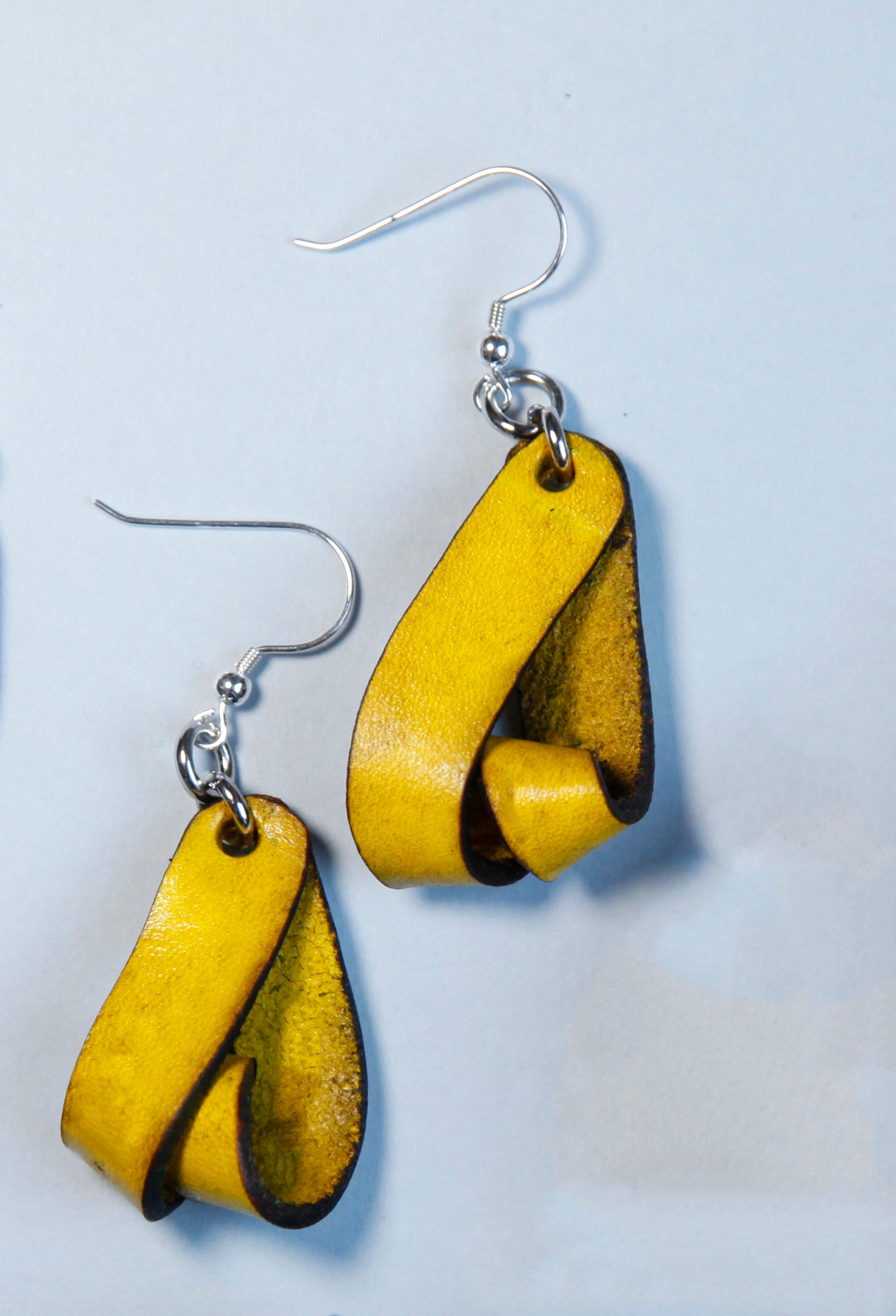 The Carla Small Leather Earrings Yellow Ochre (Hand Dyed