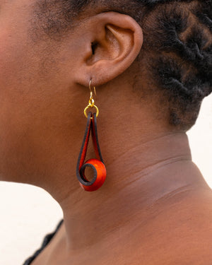 The Carla Medium Leather Earrings - Rust (Hand Dyed)