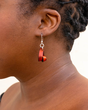The Carla Mini Leather Earrings - Rust (Hand Dyed)
