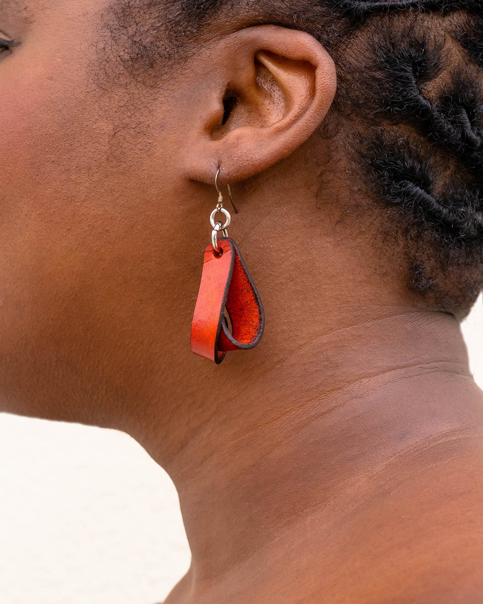 The Carla Small Leather Earrings - Rust (Hand Dyed)