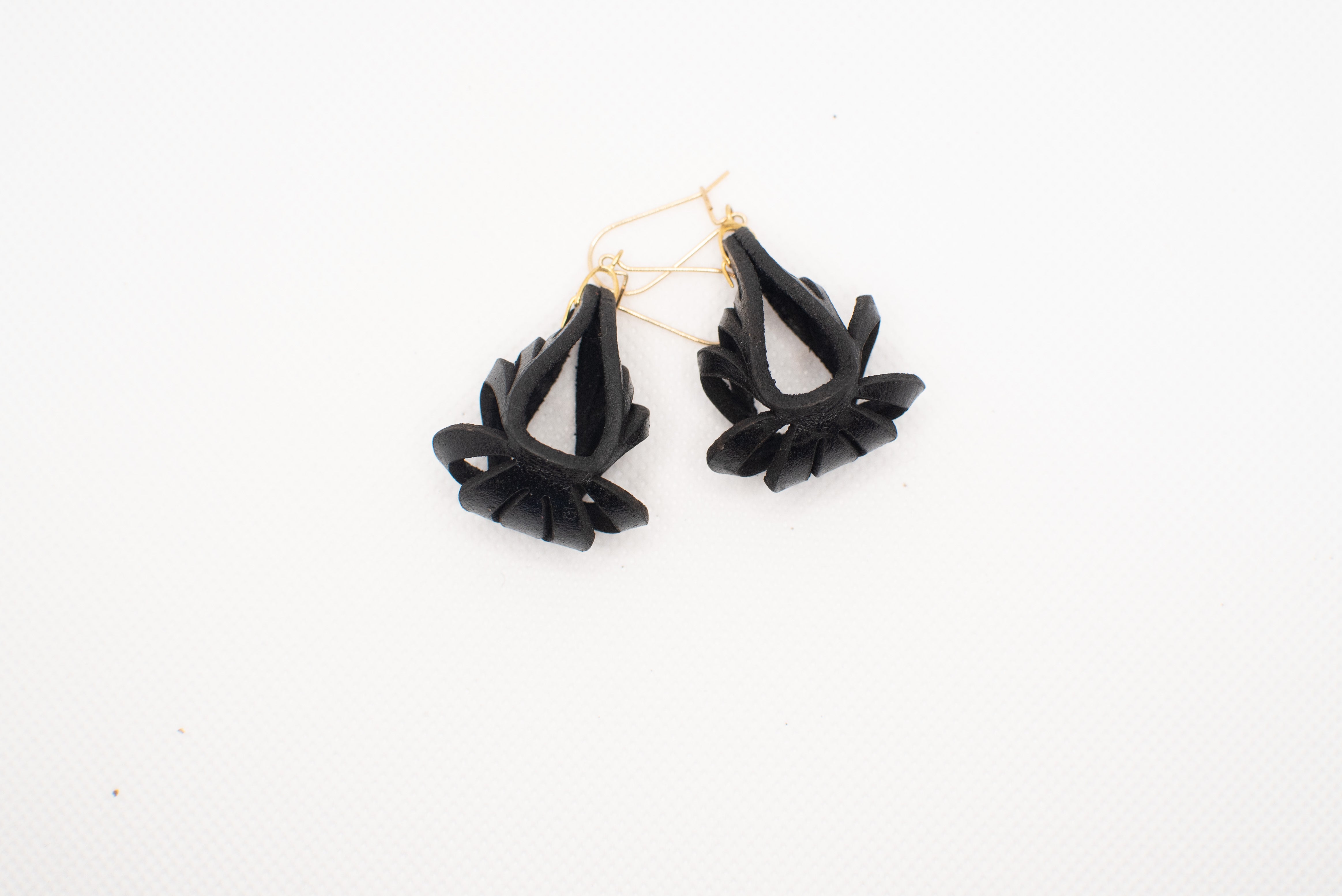 Ava Mini Leather Earrings - Black - Amber Poitier Inc.