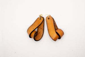 The Carla Small Leather Earrings - Tan (Hand Dyed)