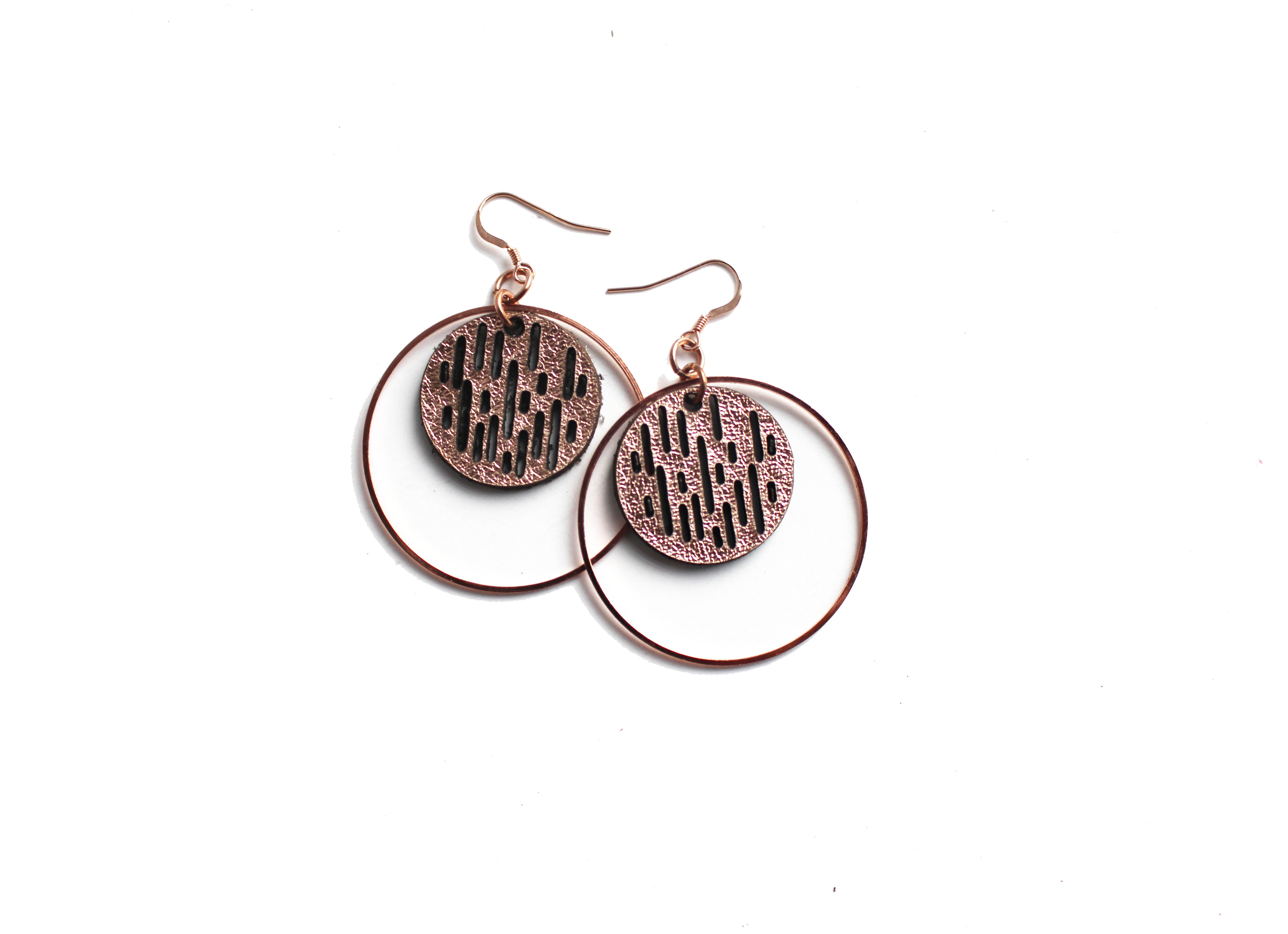 Jazmine Small Leather Earrings - Rose Gold