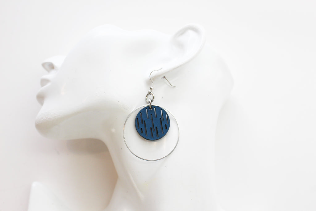 Jazmine Small Leather Earrings - Admiral Blue