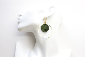 Jazmine Small Leather Earrings - Olive Green