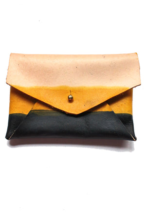 Jordan Leather Card Holder - Yellow Ochre  Black