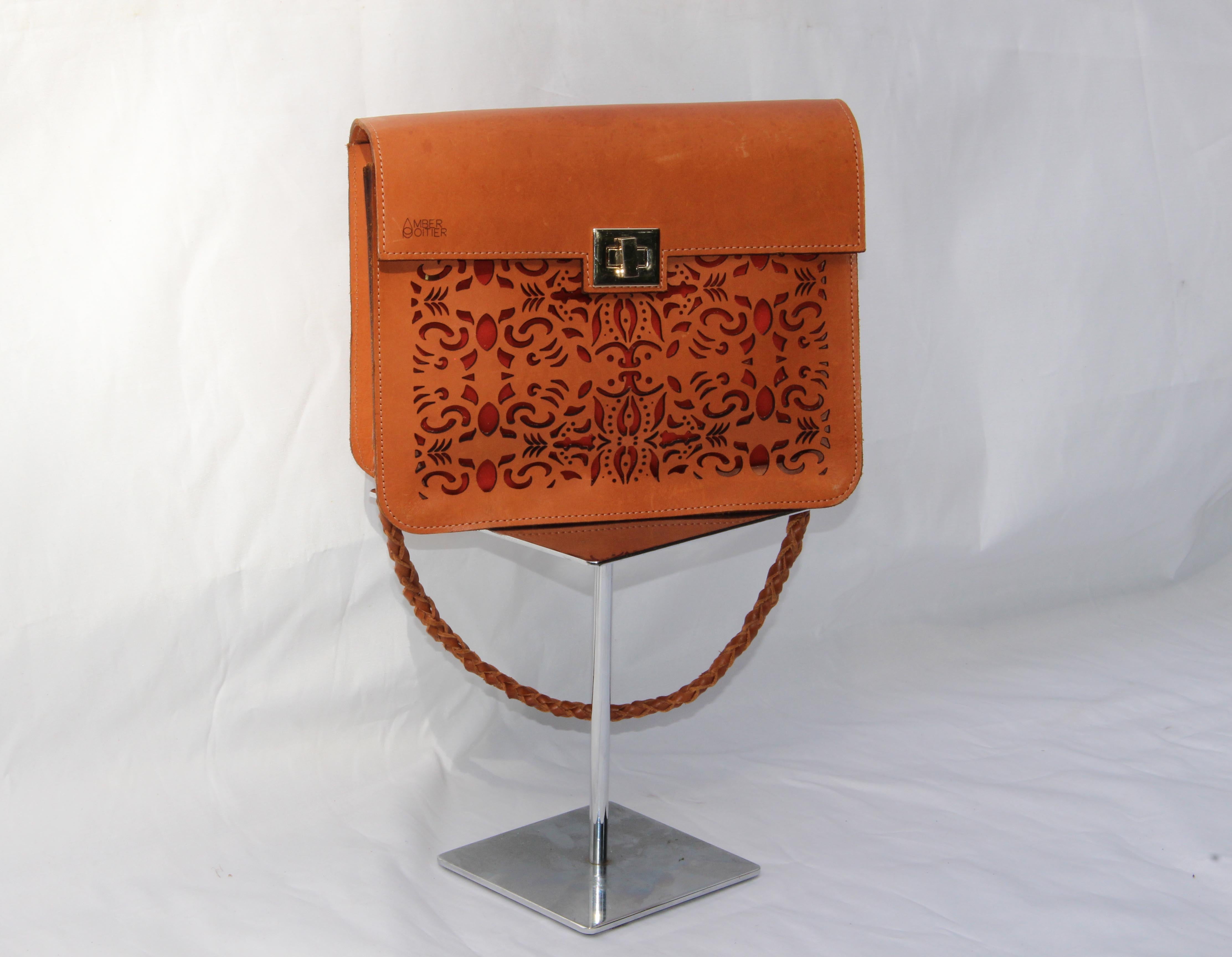 Rita Leather Bag with Wood Laser Cut sides – Amber Poitier Inc.