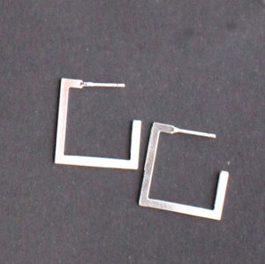 Square Stud Earring Silver Finish